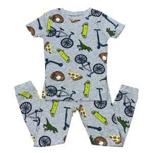 Carter’s Dinosaur Bicycle Skateboard Pajama Set Size 6